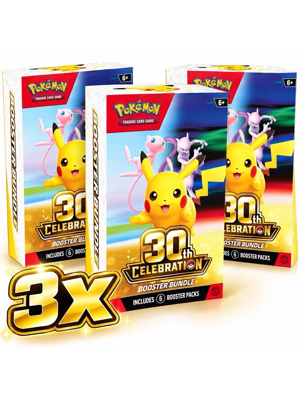 Lot Of 3 Pokemon 30th Anniversary Booster Bundles Factory Sealed - 10/02
